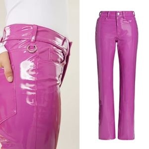 LAST CHANCE Simon Miller Vegan Patent Leather Straight Leg Pant Magenta Purple
